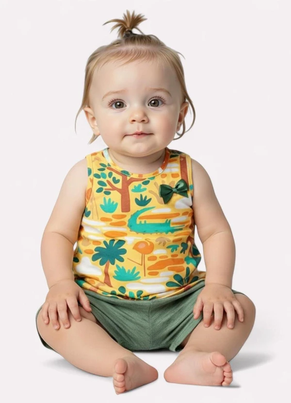 Kyly - Conjunto Infantil Menina Girafa Amarelo