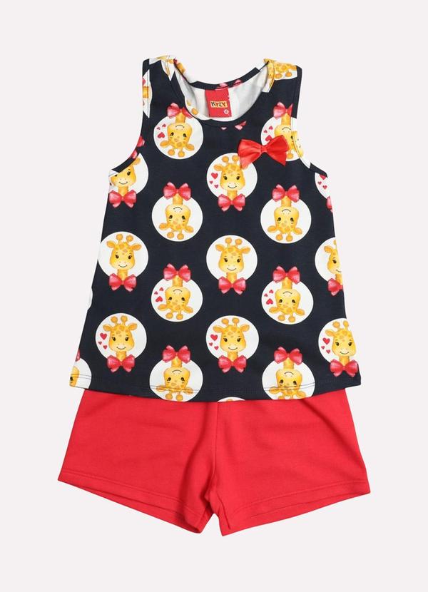 Kyly - Conjunto Infantil Menina Girafa Azul