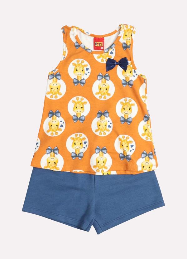 Kyly - Conjunto Infantil Menina Girafa Laranja