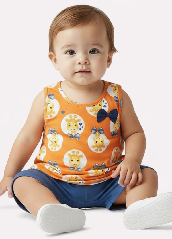 Kyly - Conjunto Infantil Menina Girafa Laranja