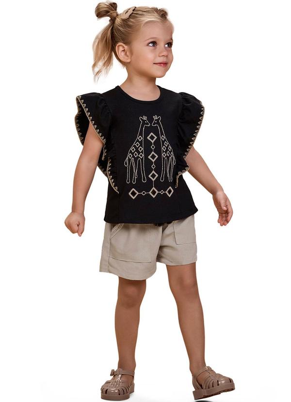 Nanai - Conjunto Infantil Menina Girafa Preto