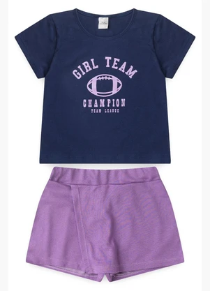 Vida Costeira - Conjunto Infantil Menina Girl Team  Marinho - VIDA COSTEIRA