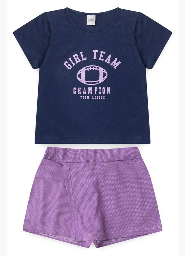 Vida Costeira - Conjunto Infantil Menina Girl Team  Marinho 2
