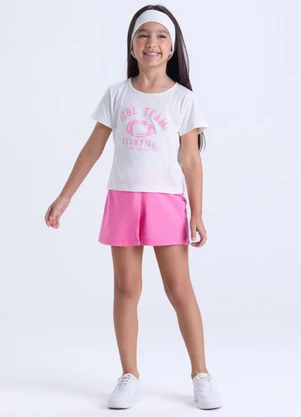 Vida Costeira - Conjunto Infantil Menina Girl Team Off White  - VIDA COSTEIRA
