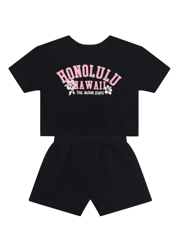 Brandili - Conjunto Infantil Menina Havaí Preto 1