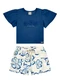 Colorittá - Conjunto Infantil Menina Hibiscos Bege - variação: Azul
