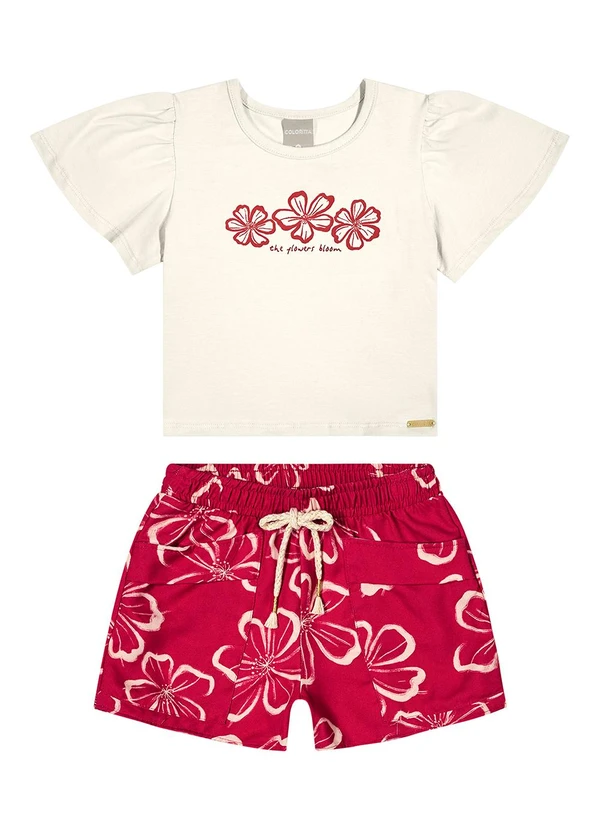 Colorittá - Conjunto Infantil Menina Hibiscos Bege 2