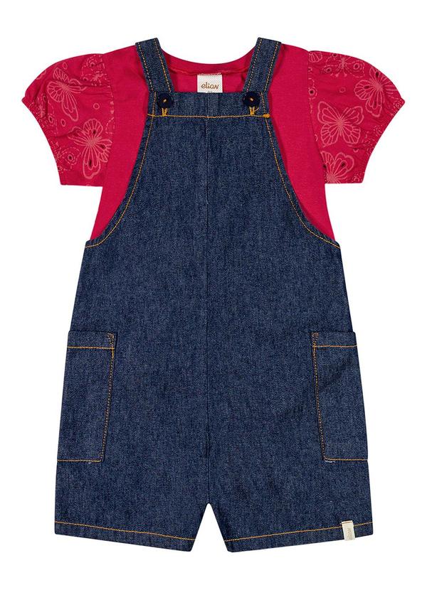 Elian - Conjunto Infantil Menina Jeans Elian Vermelho