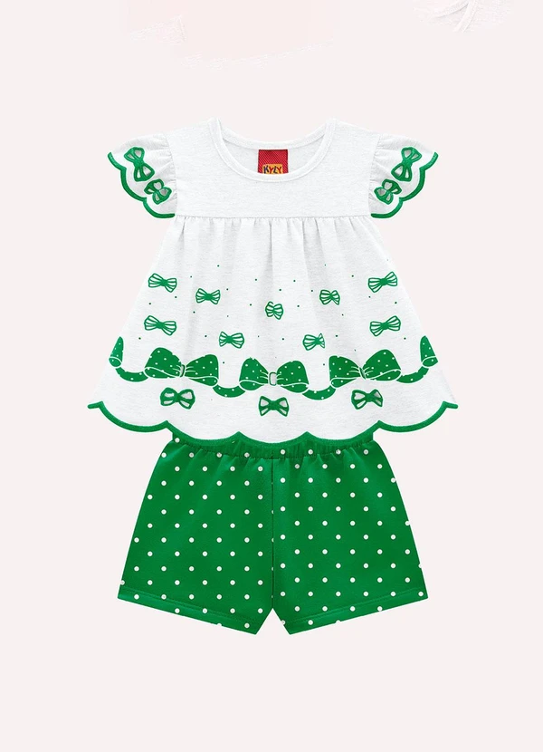 Kyly - Conjunto Infantil Menina Laço Branco 1