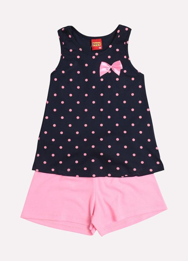 Kyly - Conjunto Infantil Menina Laço Decorativo Azul 2