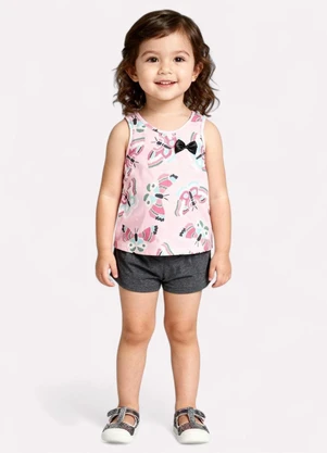 Kyly - Conjunto Infantil Menina Laço Decorativo Rosa - KYLY