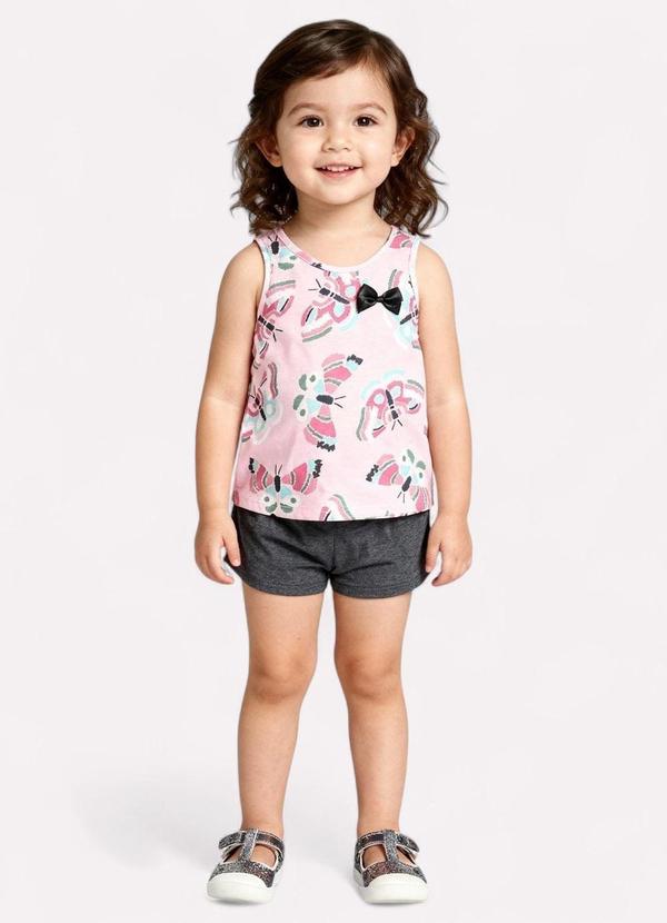 Kyly - Conjunto Infantil Menina Laço Decorativo Rosa