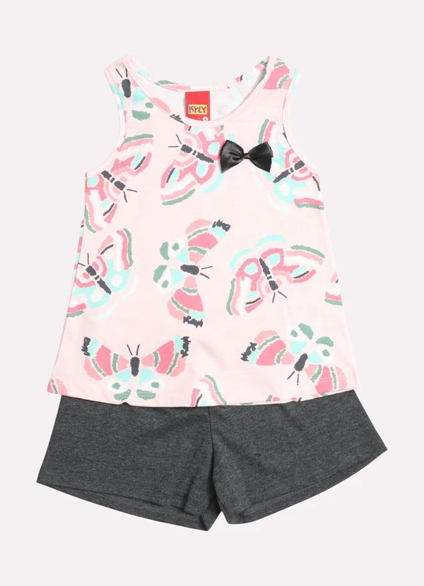 Kyly - Conjunto Infantil Menina Laço Decorativo Rosa 3