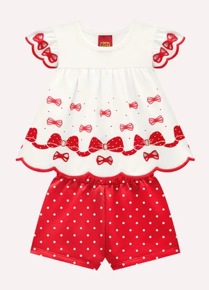 Kyly - Conjunto Infantil Menina Laço Off White - KYLY