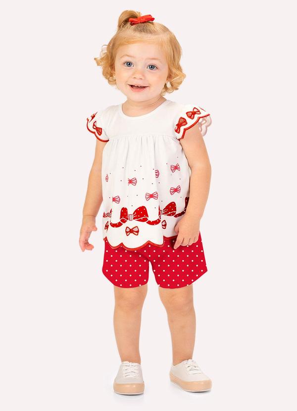 Kyly - Conjunto Infantil Menina Laço Off White