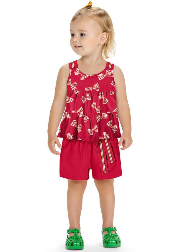 Kyly - Conjunto Infantil Menina Laço Vermelho