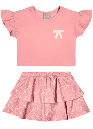 Colorittá - Conjunto Infantil Menina Laços Babado Rosa - COLORITTÁ