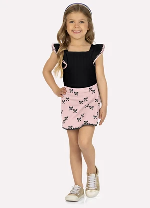 Milon - Conjunto Infantil Menina Laços Preto - MILON