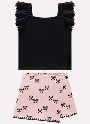 Milon - Conjunto Infantil Menina Laços Preto - MILON
