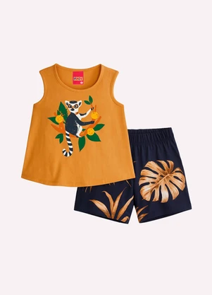 Kyly - Conjunto Infantil Menina Lêmure Marrom - KYLY