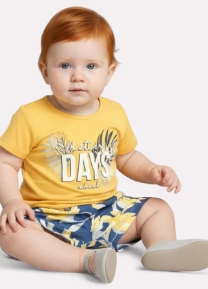 Kyly - Conjunto Infantil Menina Lettering Amarelo - KYLY