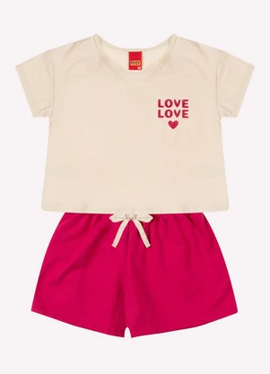 Kyly - Conjunto Infantil Menina Lettering Bege - KYLY