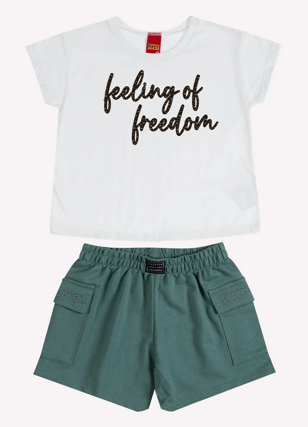 Kyly - Conjunto Infantil Menina Lettering Branco