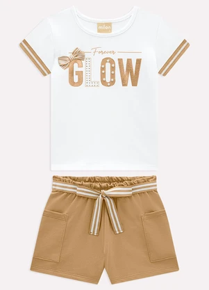 Milon - Conjunto Infantil Menina Lettering Branco - MILON
