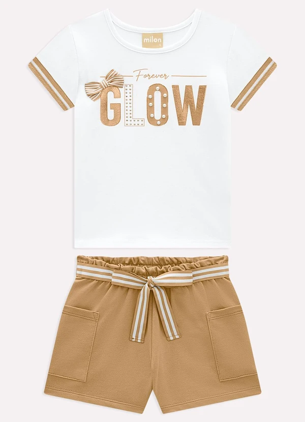 Milon - Conjunto Infantil Menina Lettering Branco
