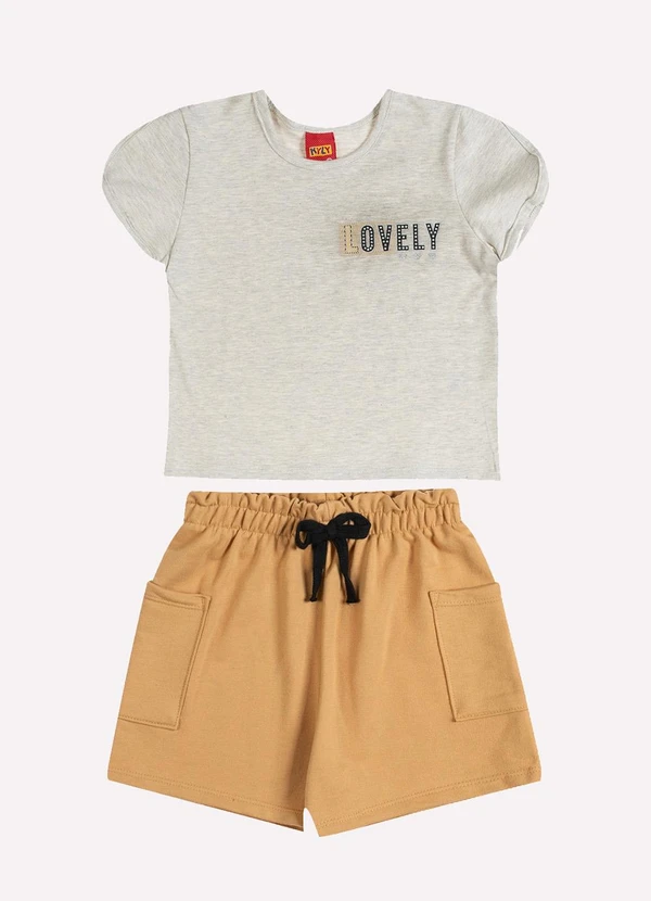 Kyly - Conjunto Infantil Menina Lettering Cinza