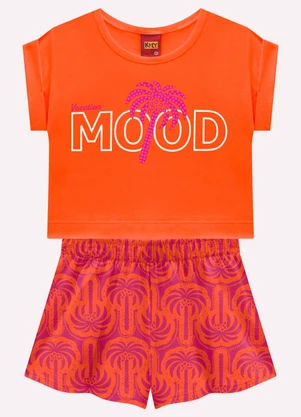Kyly - Conjunto Infantil Menina Lettering Laranja - KYLY