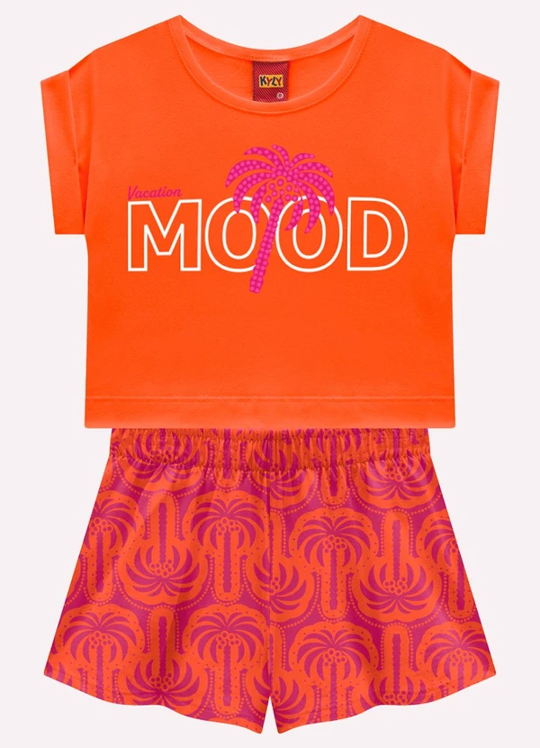 Kyly - Conjunto Infantil Menina Lettering Laranja