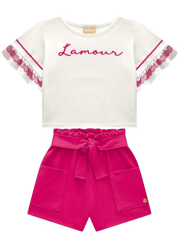 Milon - Conjunto Infantil Menina Lettering Off White