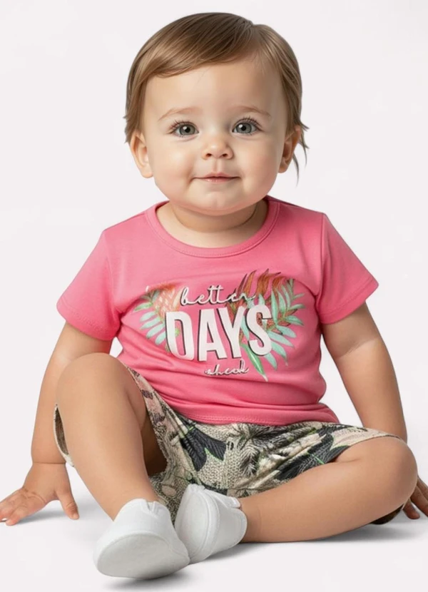 Kyly - Conjunto Infantil Menina Lettering Pink