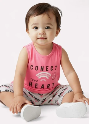 Kyly - Conjunto Infantil Menina Lettering Pink - KYLY