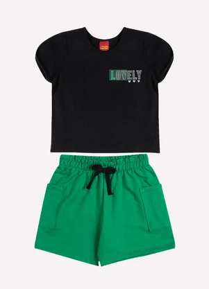 Kyly - Conjunto Infantil Menina Lettering Preto - KYLY