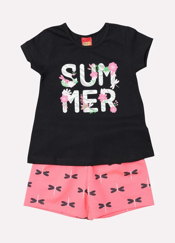 Kyly - Conjunto Infantil Menina Lettering Preto 2