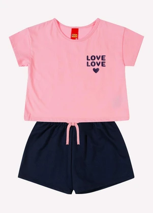 Kyly - Conjunto Infantil Menina Lettering Rosa - KYLY