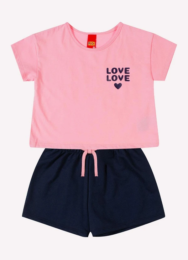 Kyly - Conjunto Infantil Menina Lettering Rosa