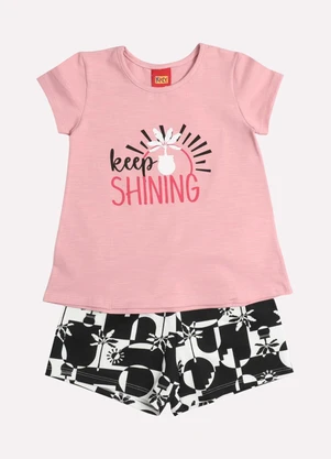Kyly - Conjunto Infantil Menina Lettering Rosa - KYLY