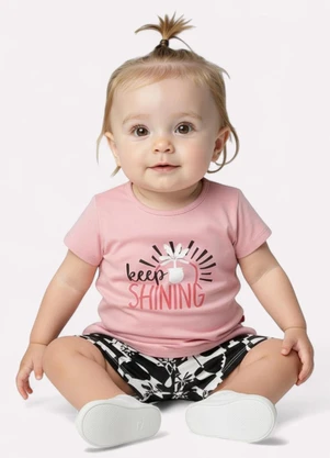 Kyly - Conjunto Infantil Menina Lettering Rosa - KYLY