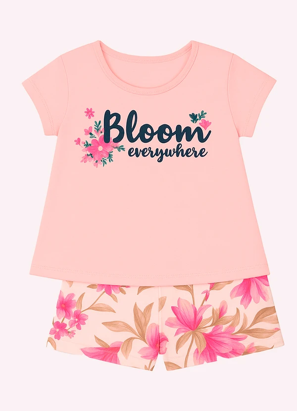 Kyly - Conjunto Infantil Menina Lettering Rosa