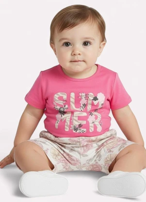 Kyly - Conjunto Infantil Menina Lettering Rosa - KYLY