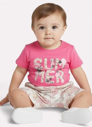 Kyly - Conjunto Infantil Menina Lettering Rosa - KYLY