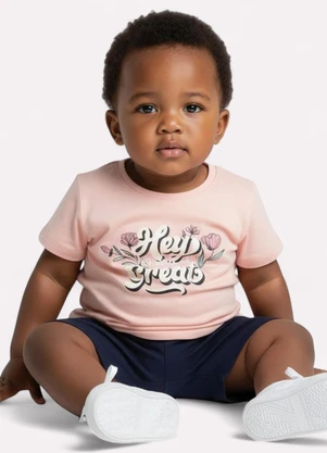 Kyly - Conjunto Infantil Menina Lettering Rosa - KYLY