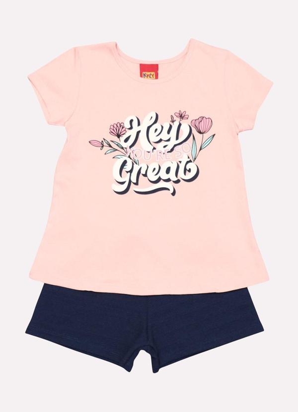 Kyly - Conjunto Infantil Menina Lettering Rosa 1