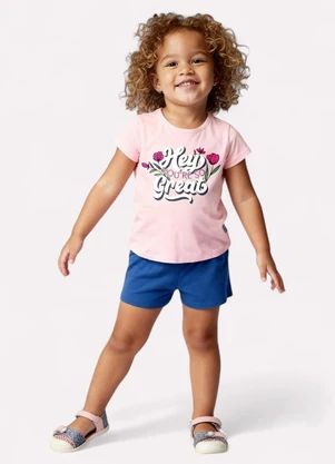 Kyly - Conjunto Infantil Menina Lettering Rosa - KYLY