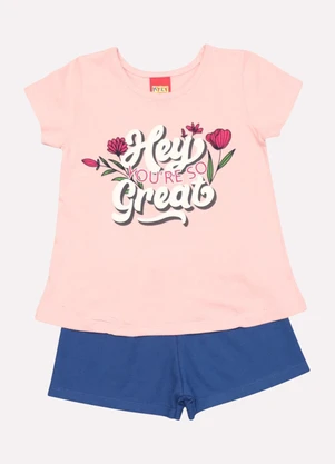 Kyly - Conjunto Infantil Menina Lettering Rosa - KYLY