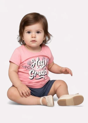 Kyly - Conjunto Infantil Menina Lettering Rosa - KYLY