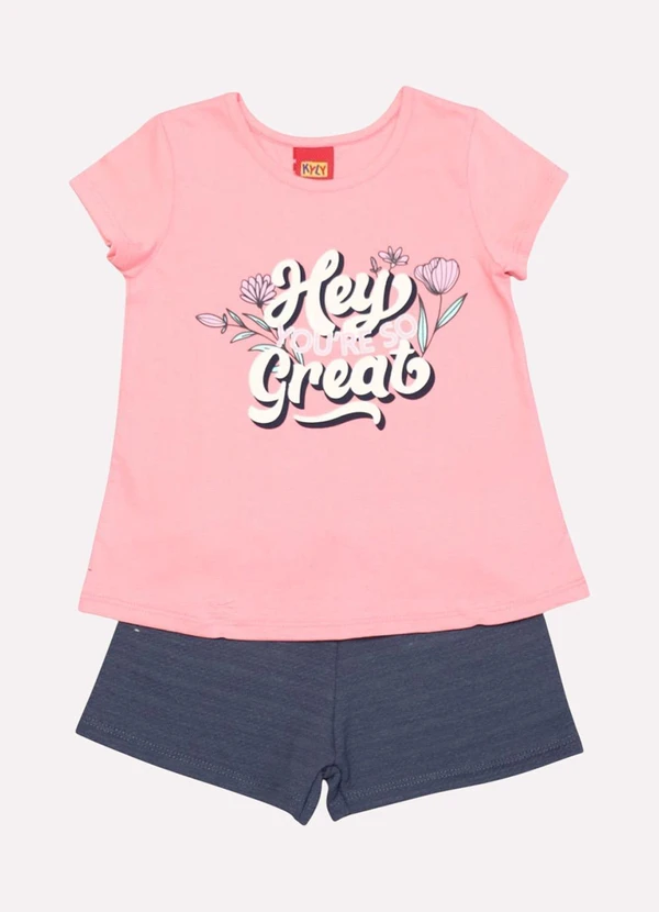 Kyly - Conjunto Infantil Menina Lettering Rosa 1